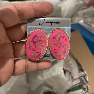 Annapurna Pink Swirl Enamel Earrings